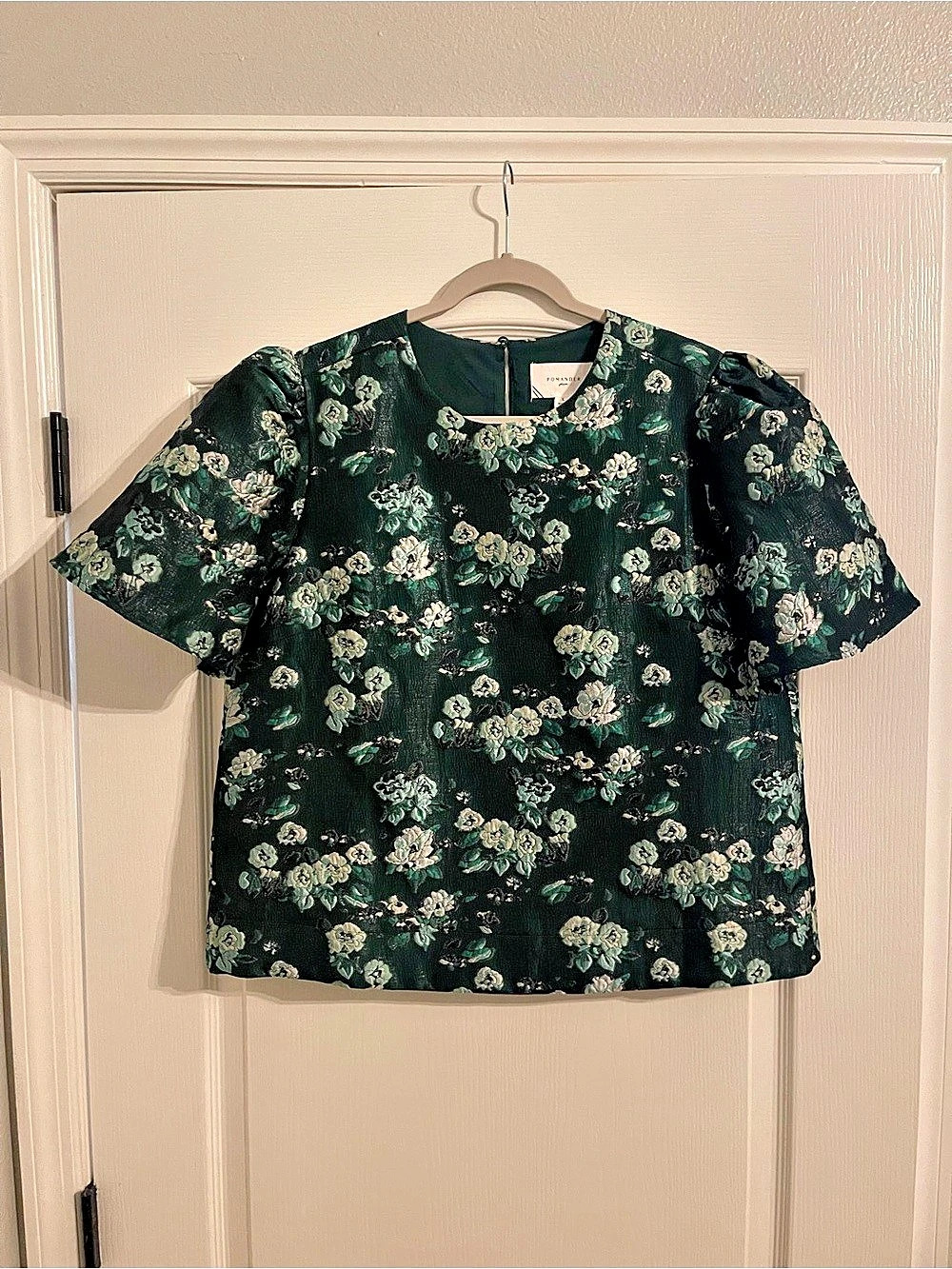 Pomander Place Emerald Magnolia Floral Jacquard Lyla Blouse Lyla Floral Jacquard